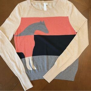 Anthropologie SI IAE Womens Lusitano Horse Cashmere Blend Striped Knit Sweater S
